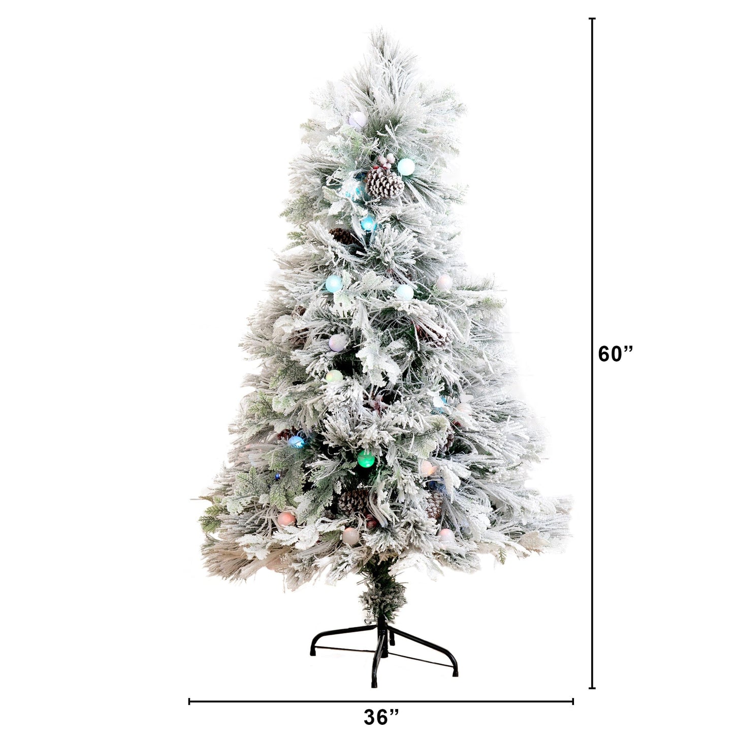Flocked 5 Ft Led and Pinecone Christmas Tree