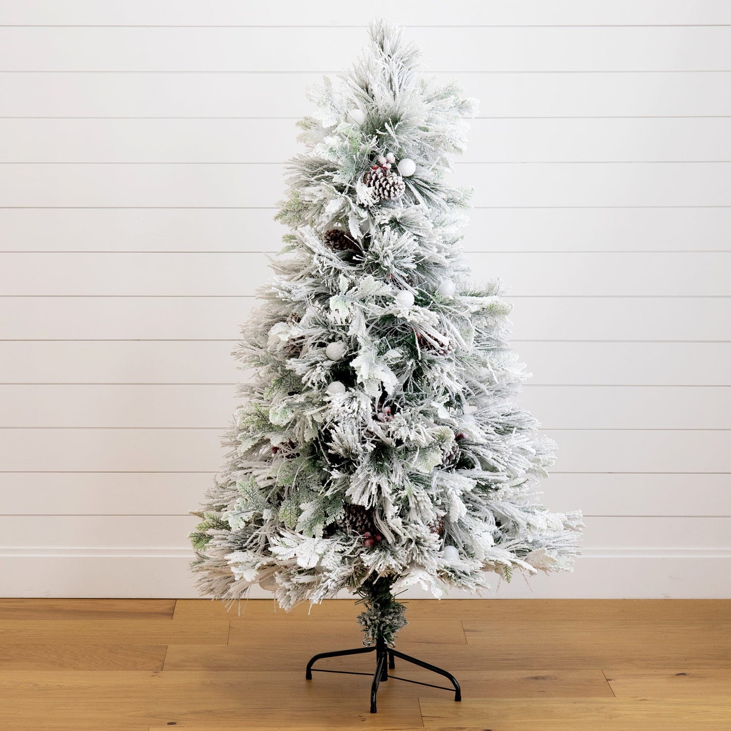 Flocked 5 Ft Led and Pinecone Christmas Tree