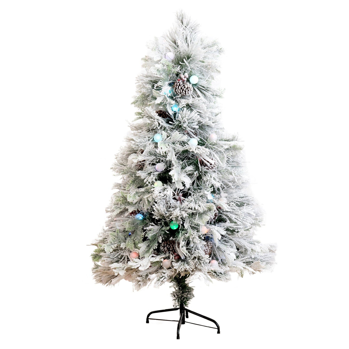 Flocked 5 Ft Led and Pinecone Christmas Tree