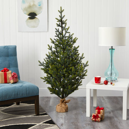 5ft Fraser Fir Natural Look artificial Christmas tree with 200 LED lights burlap base on Tampa Home & Garden Store