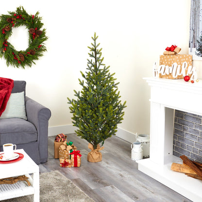 5 ft Fraser Fir artificial Christmas Tree by Nearly Natural with 200 LED lights burlap base on Tampa Home & Garden Store