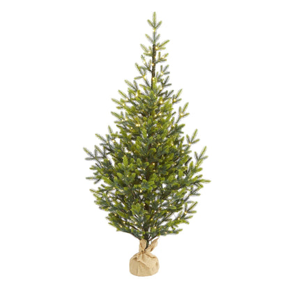 Christmas Tree Nearly Natural Fraser Fir 5 ft with 200 LED lights, burlap base on Tampa Home & Garden Store