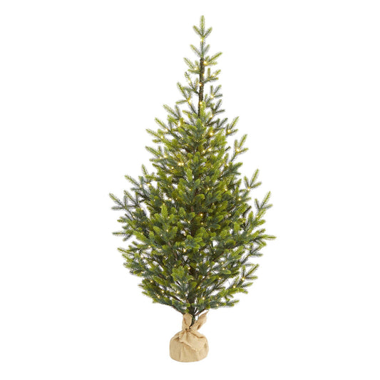 Christmas Tree Nearly Natural Fraser Fir 5 ft with 200 LED lights, burlap base on Tampa Home & Garden Store