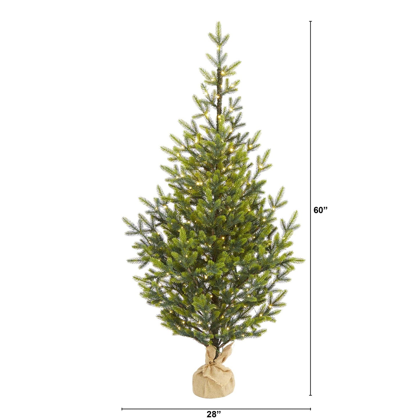 5’ Fraser Fir Natural Look artificial Christmas tree with 200 clear LED lights and burlap base on Tampa Home & Garden Store