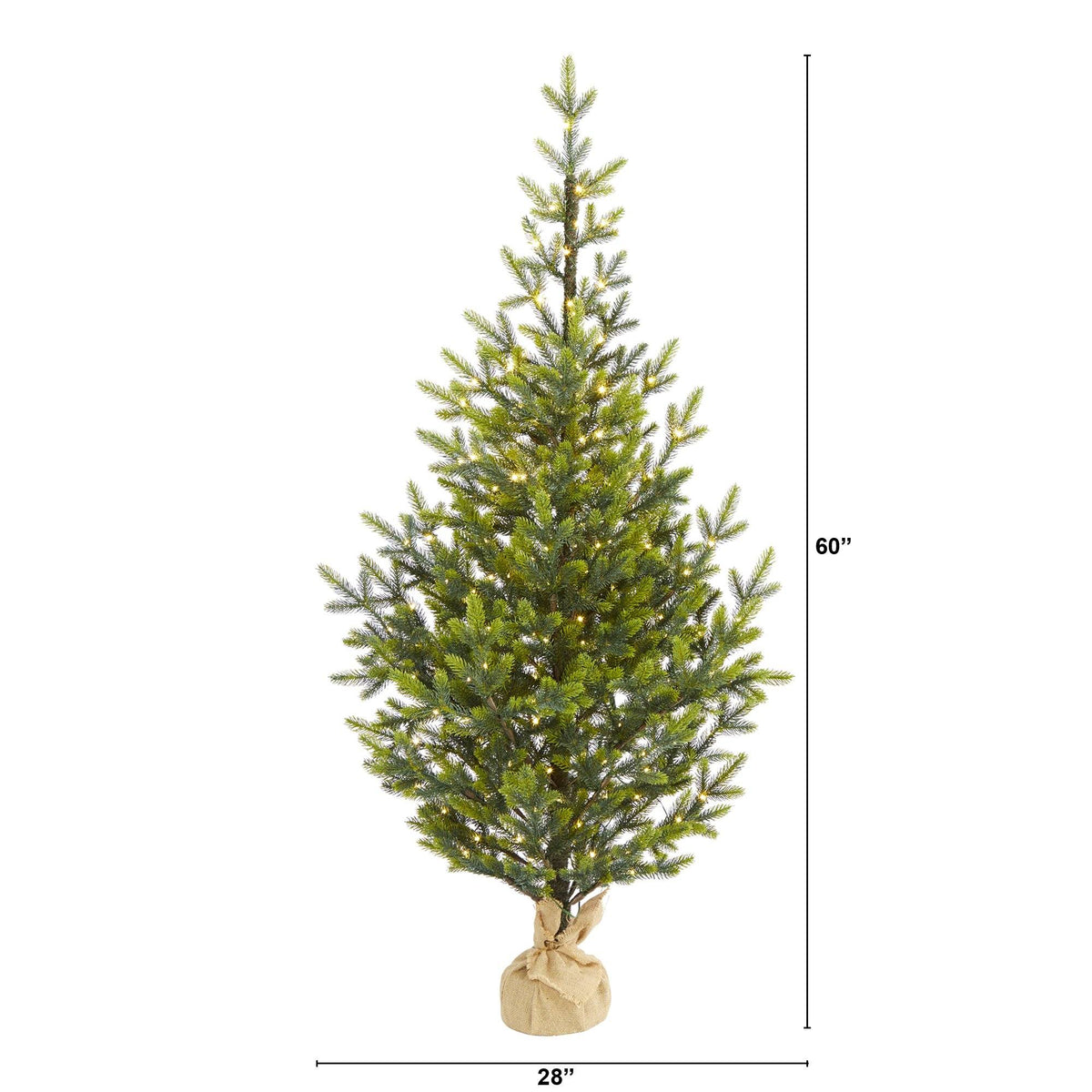 5’ Fraser Fir Natural Look artificial Christmas tree with 200 clear LED lights and burlap base on Tampa Home & Garden Store