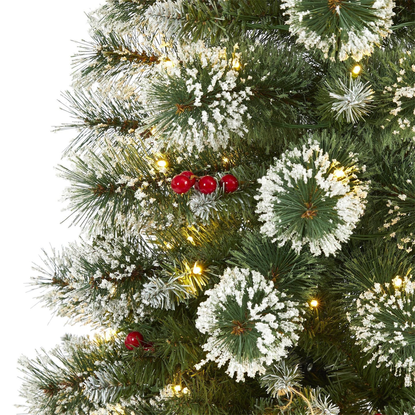 5’ Frosted Swiss Pine Artificial Christmas Tree with 200 Clear LEDs and Berries on Tampa Home & Garden Store