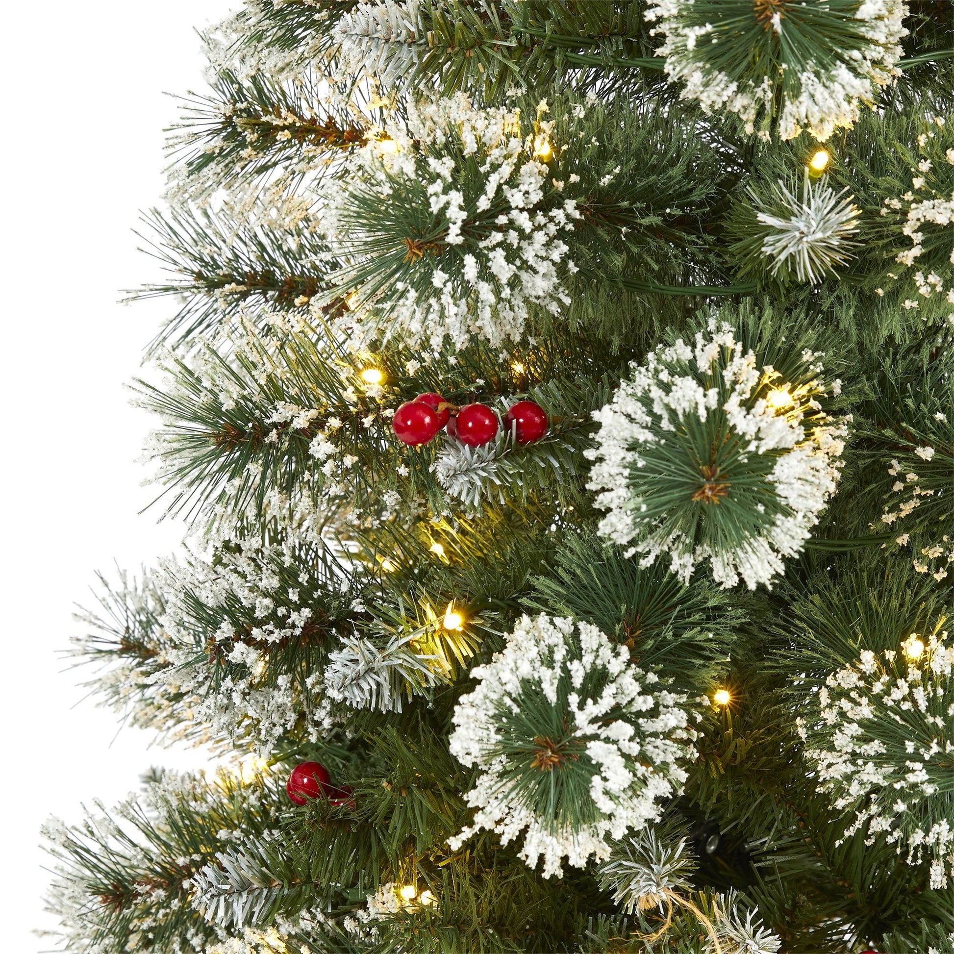 5’ Frosted Swiss Pine Artificial Christmas Tree with 200 Clear LEDs and Berries on Tampa Home & Garden Store