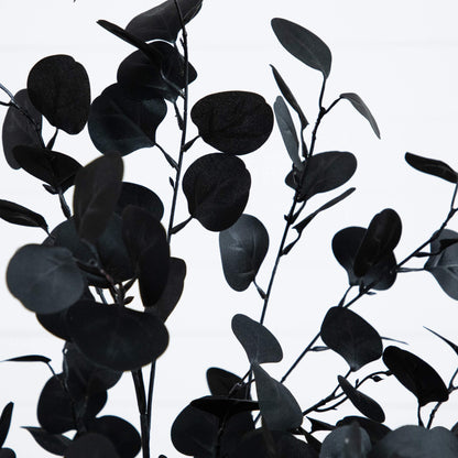 5' artificial Halloween black eucalyptus tree by Nearly Natural with dark oval leaves on Tampa Home & Garden Store