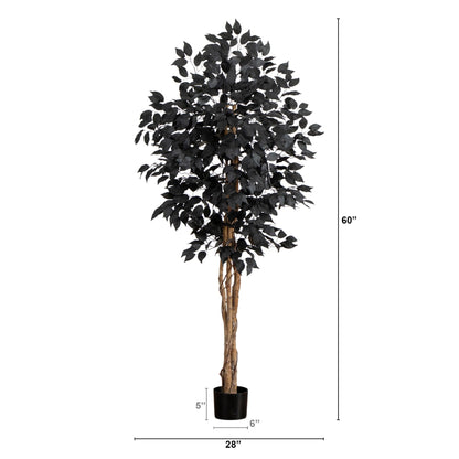 5 ft Nearly Natural Black Ficus Artificial Tree with natural trunk on Tampa Home & Garden Store