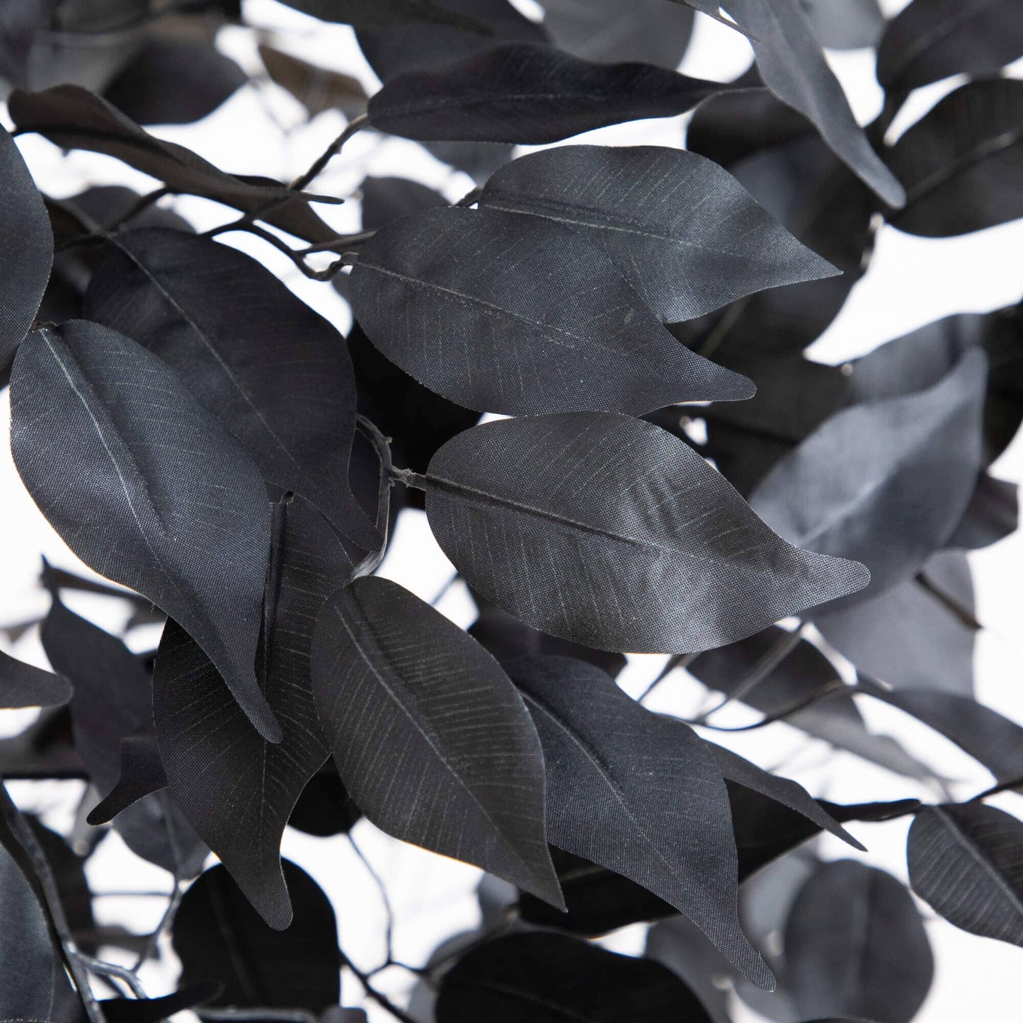 5 ft artificial black ficus tree leaves close-up with fabric texture Nearly Natural brand on Tampa Home & Garden Store
