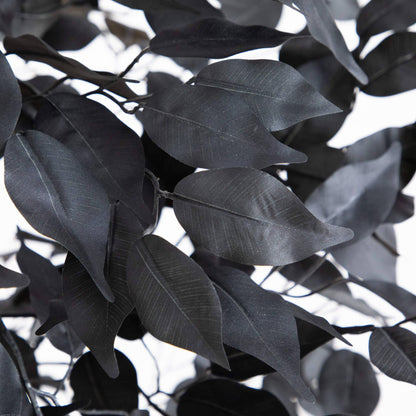 5 ft artificial black ficus tree leaves close-up with fabric texture Nearly Natural brand on Tampa Home & Garden Store