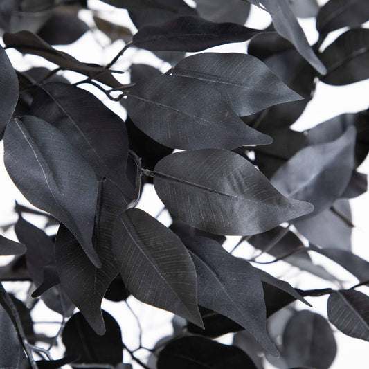 5 ft artificial black ficus tree leaves close-up with fabric texture Nearly Natural brand on Tampa Home & Garden Store