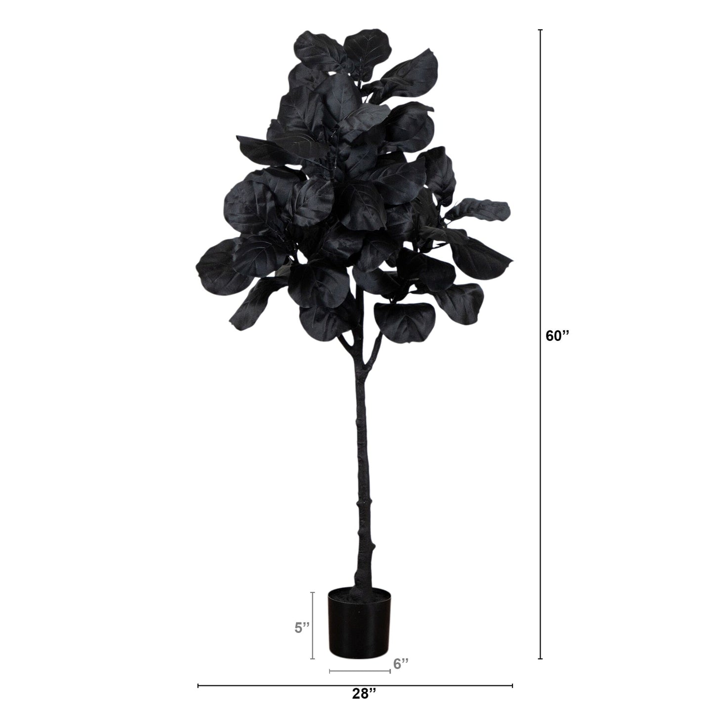 5 ft Artificial Halloween Black Fiddle Leaf Tree by Nearly Natural in a black pot on Tampa Home & Garden Store