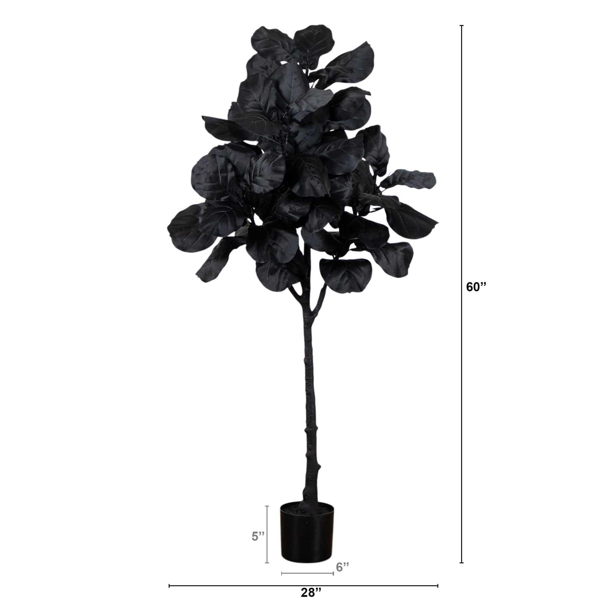 5 ft Artificial Halloween Black Fiddle Leaf Tree by Nearly Natural in a black pot on Tampa Home & Garden Store