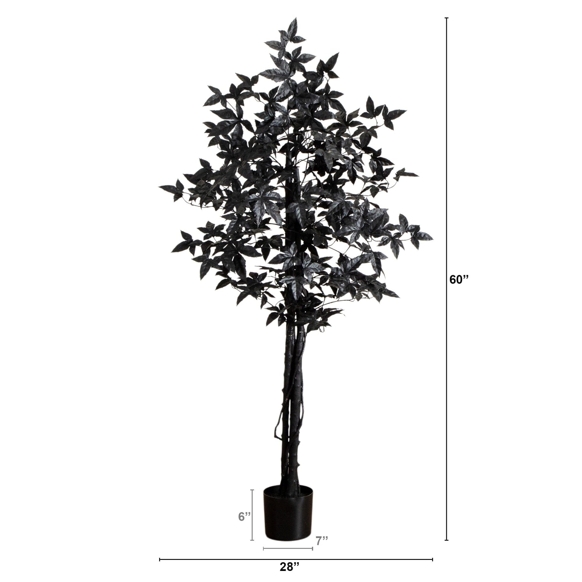 5 ft Nearly Natural Black Maple Tree with Natural Trunk, artificial tree with black leaves on Tampa Home & Garden Store