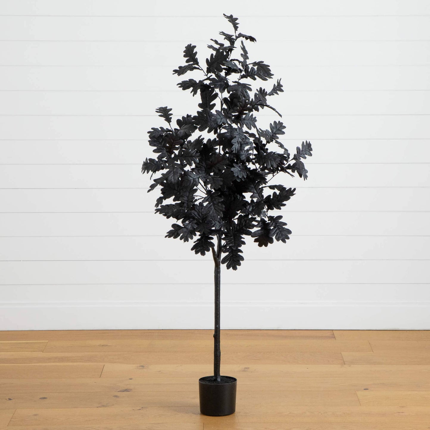 5' Artificial Halloween Black Oak Tree with black oak leaves in a black pot on Tampa Home & Garden Store