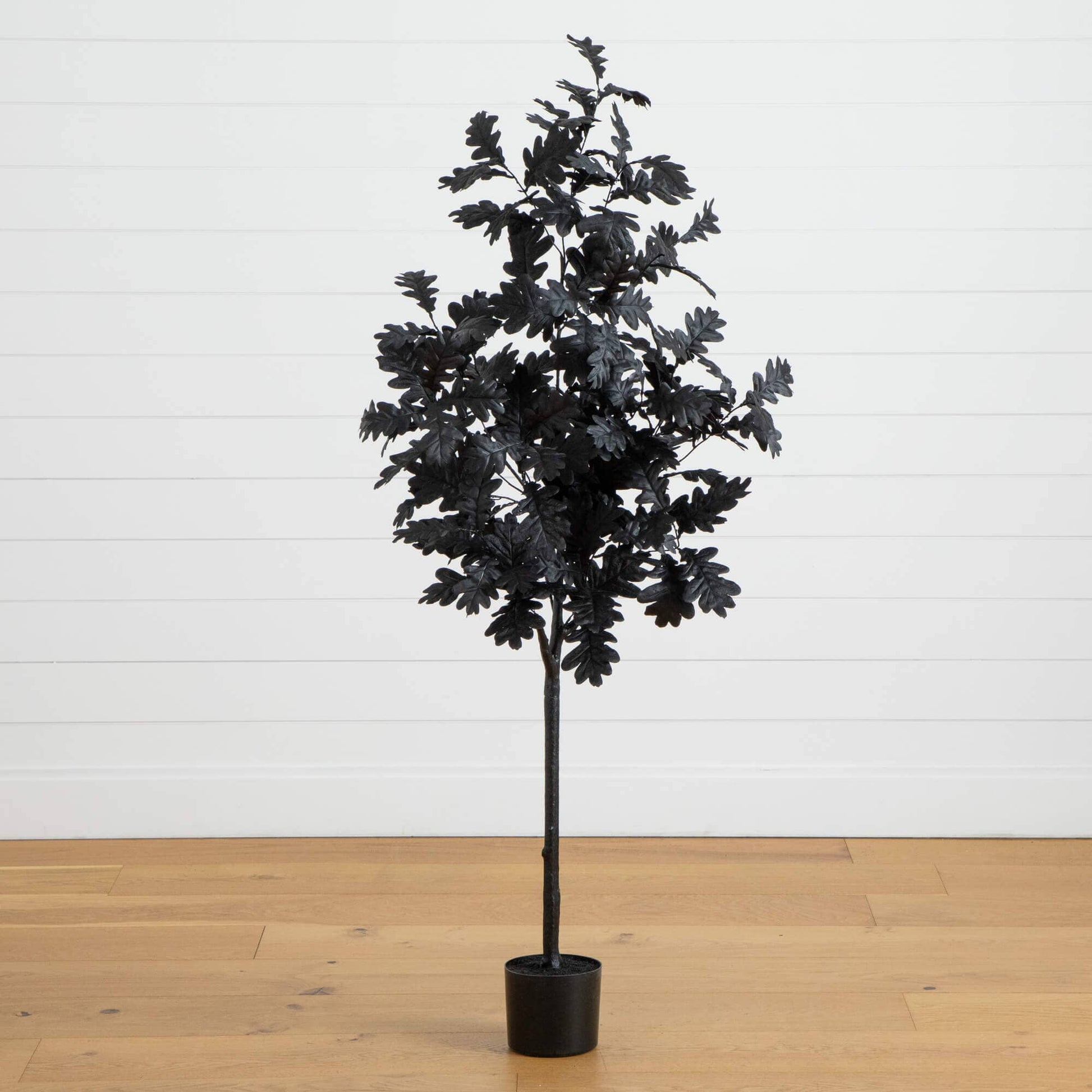 5' Artificial Halloween Black Oak Tree with black oak leaves in a black pot on Tampa Home & Garden Store