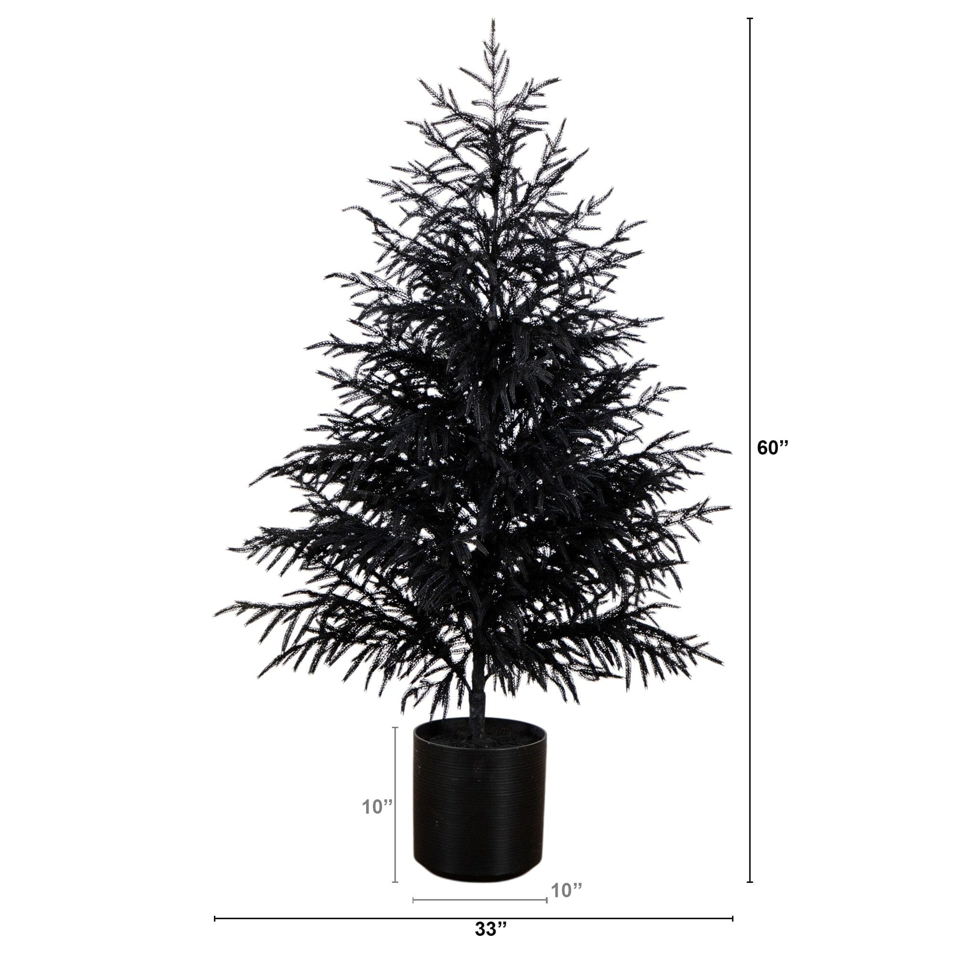5 ft Nearly Natural black Norfolk Pine artificial Christmas tree in black pot on Tampa Home & Garden Store