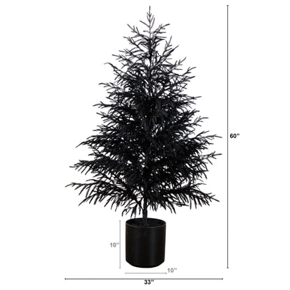5 ft Nearly Natural black Norfolk Pine artificial Christmas tree in black pot on Tampa Home & Garden Store