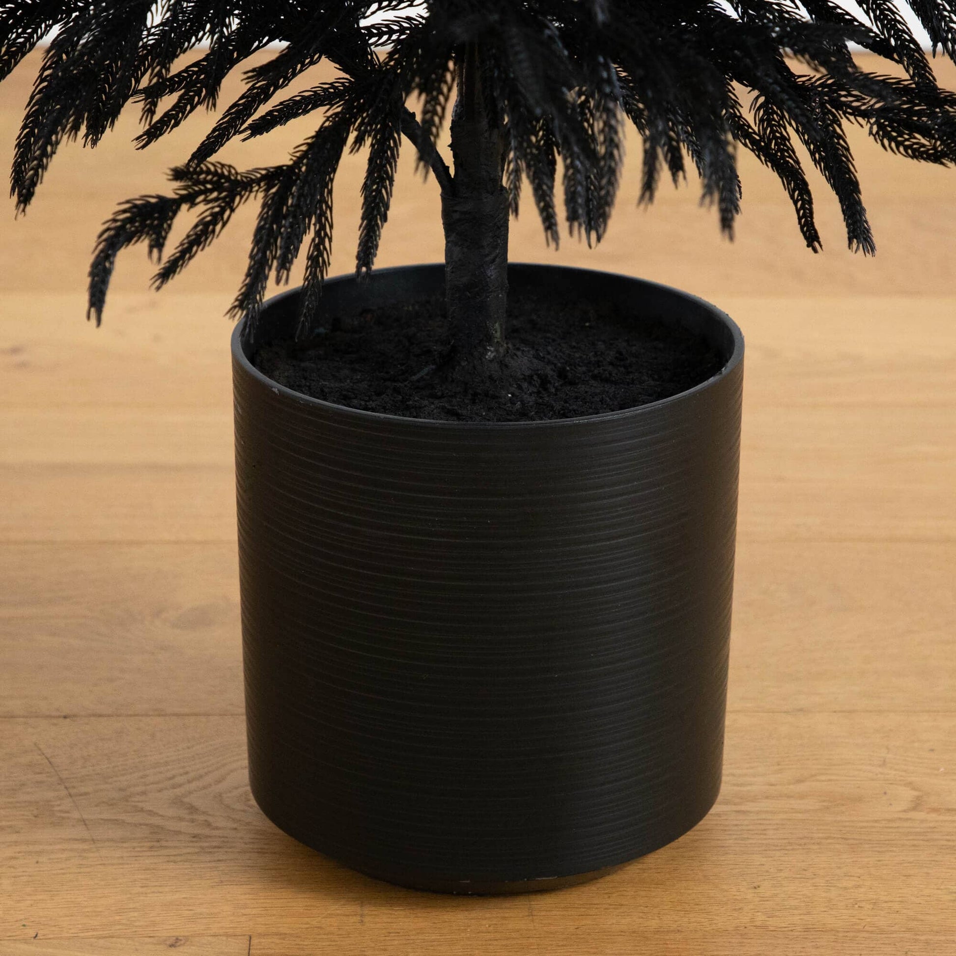 Nearly Natural 5' artificial Halloween Real Touch Black Norfolk Pine in black pot on Tampa Home & Garden Store