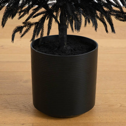 Nearly Natural 5' artificial Halloween Real Touch Black Norfolk Pine in black pot on Tampa Home & Garden Store