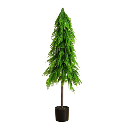 5' artificial real touch down swept Norfolk pine tree by Nearly Natural in a pot on Tampa Home & Garden Store