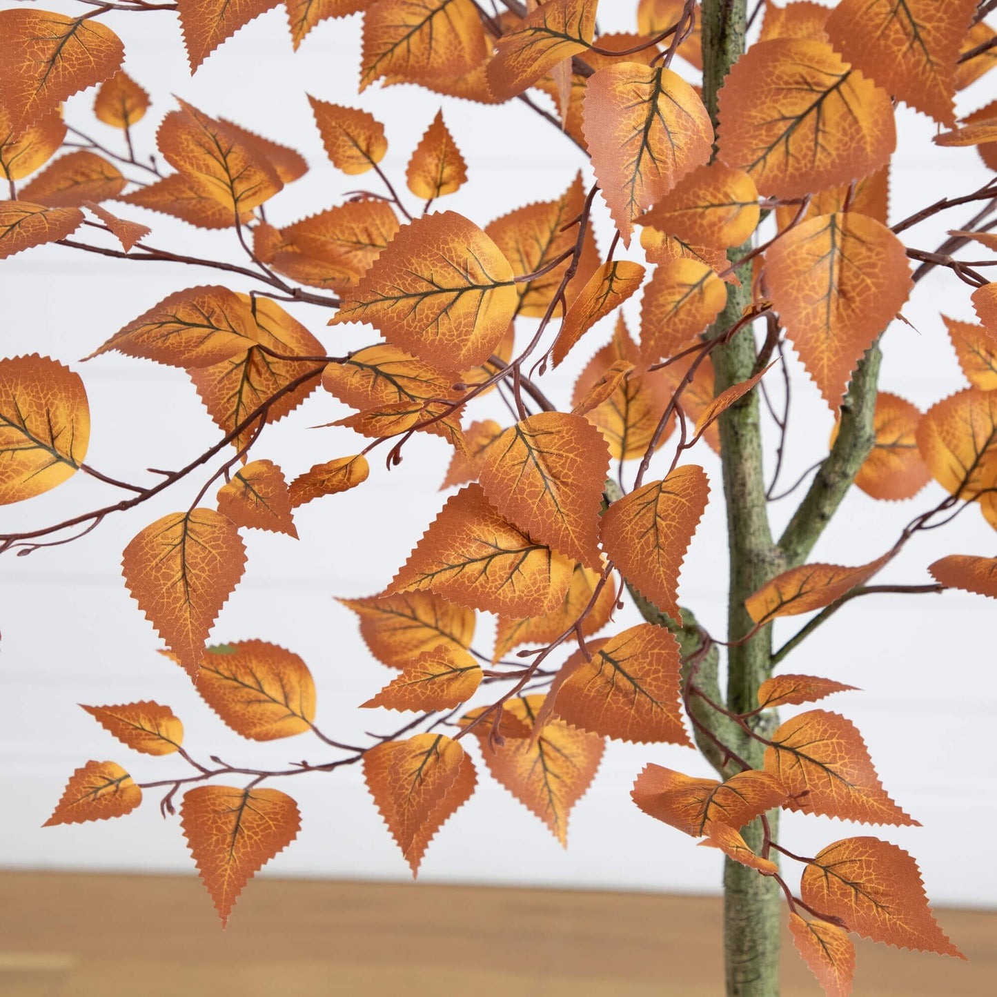 5' Autumn Birch Leaf Artificial Fall Tree Nearly Natural orange leaves on slender branches on Tampa Home & Garden Store