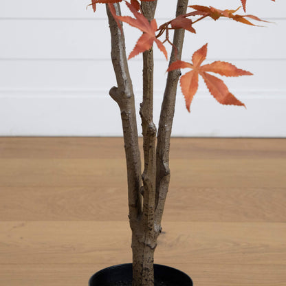 5 ft Autumn Japanese Maple artificial tree by Nearly Natural with leaves in a black pot on Tampa Home & Garden Store