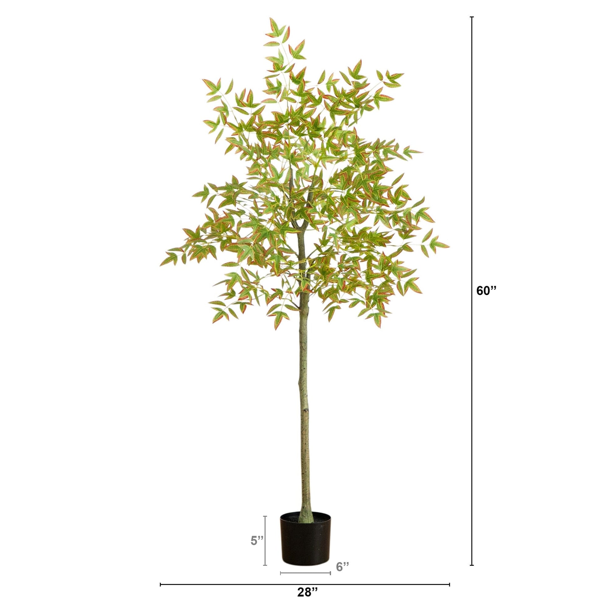 5' Autumn Nandina Artificial Fall Tree by Nearly Natural in a black pot on Tampa Home & Garden Store