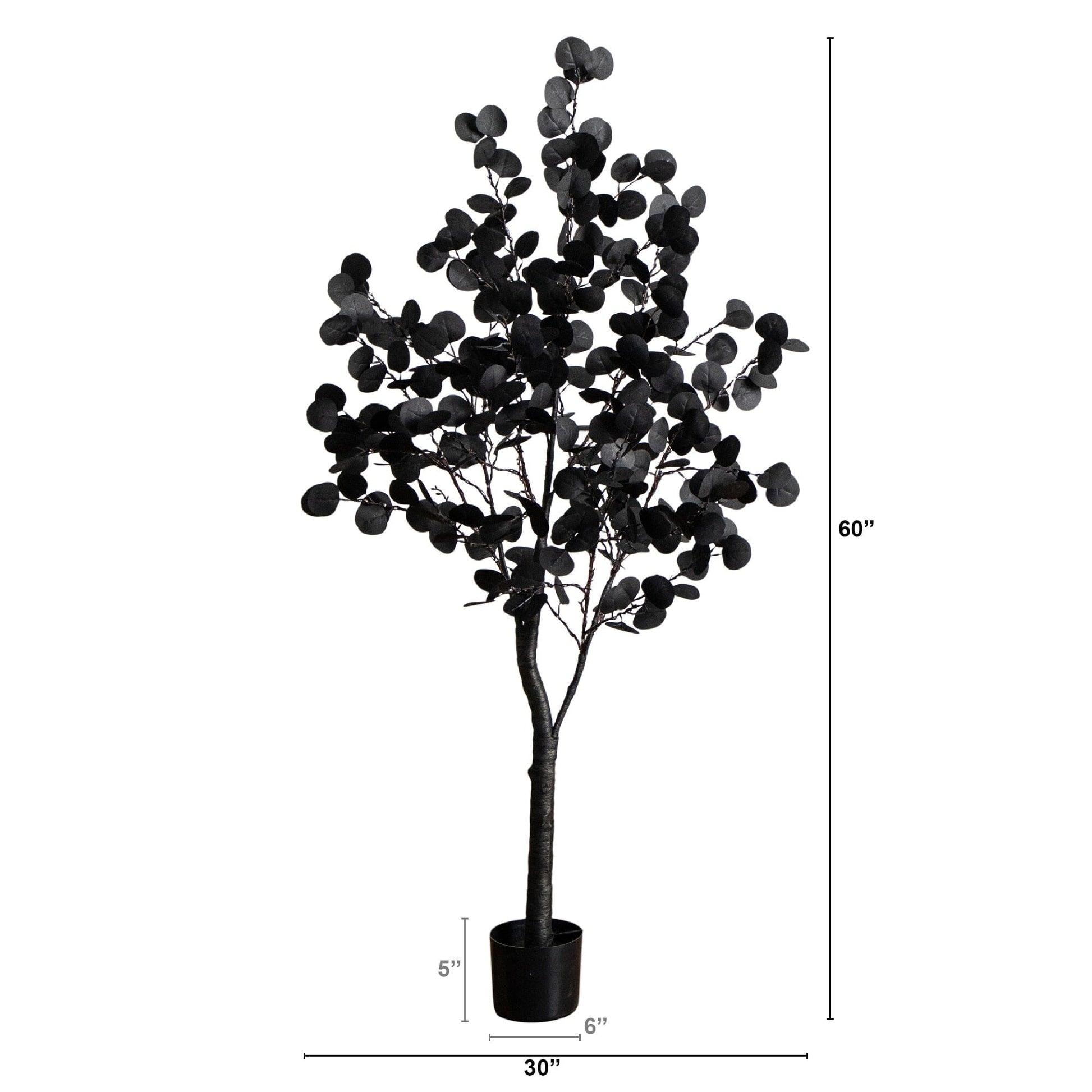 Nearly Natural 5 ft Pre-Lit Halloween Black Eucalyptus Tree with 220 orange and purple LEDs on Tampa Home & Garden Store