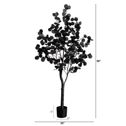 Nearly Natural 5 ft Pre-Lit Halloween Black Eucalyptus Tree with 220 orange and purple LEDs on Tampa Home & Garden Store