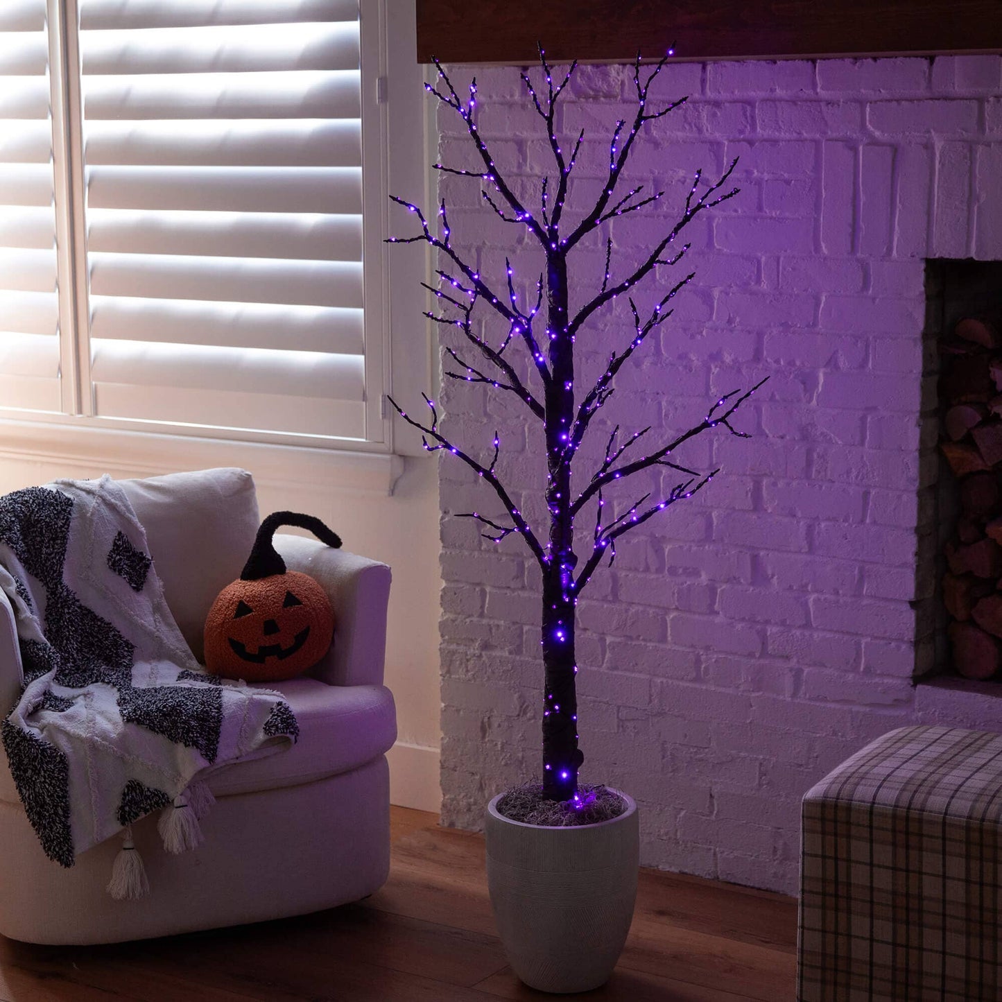 5' Pre-Lit Halloween Twig Tree by Nearly Natural with 360 orange and purple LED lights on Tampa Home & Garden Store