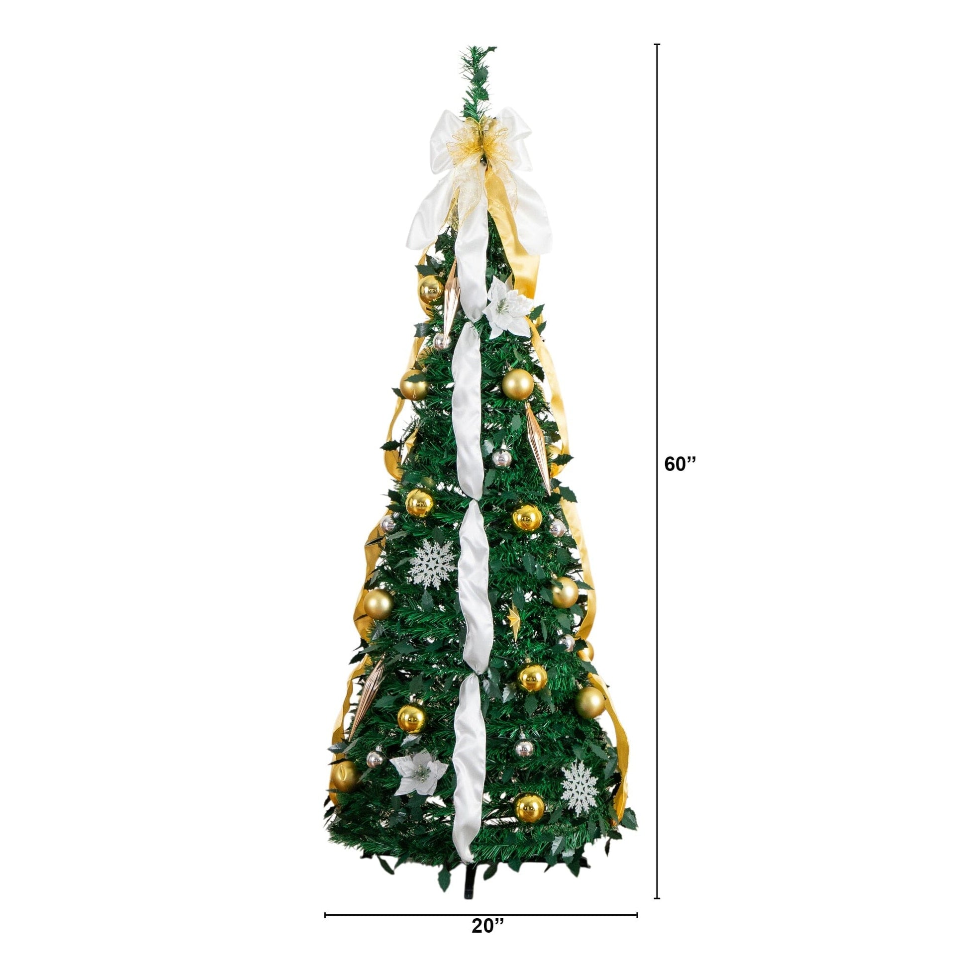 5 ft pre-lit artificial Christmas tree by Nearly Natural with gold and silver ornaments on Tampa Home & Garden Store
