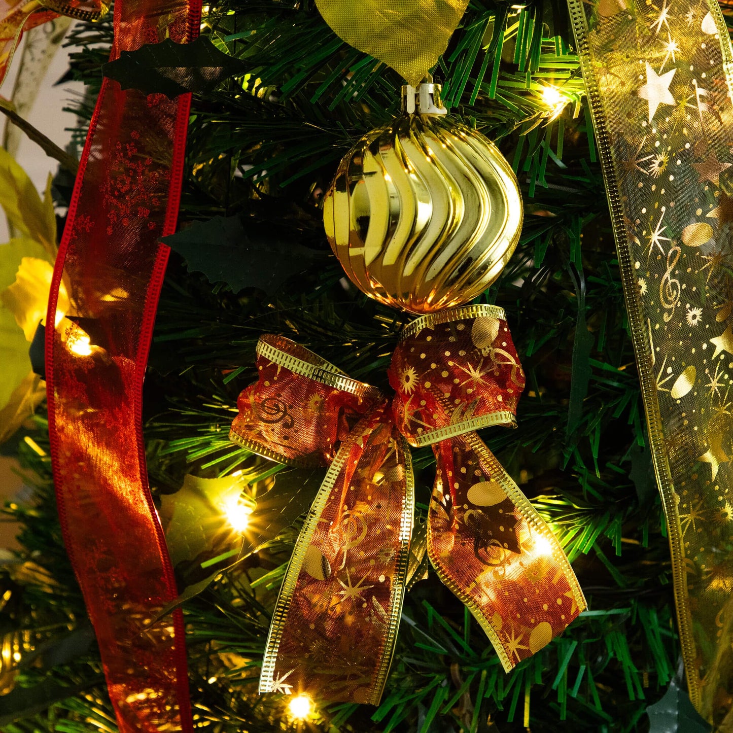5' Pre-Lit Artificial Pop-up Christmas Tree with red and gold ornaments and ribbons 100 LEDs on Tampa Home & Garden Store