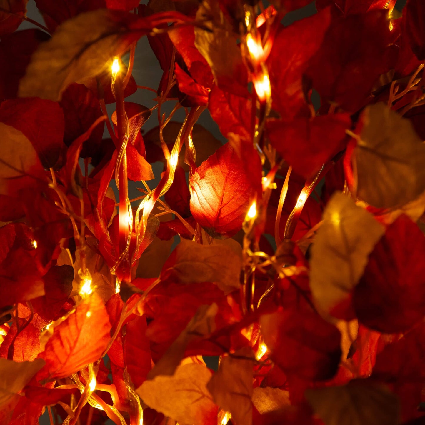 5' pre-lit autumn artificial tree by Nearly Natural with 200 warm white LEDs and red leaves on Tampa Home & Garden Store