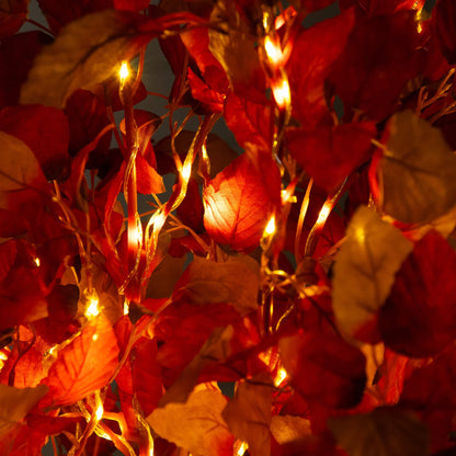 5' pre-lit autumn artificial tree by Nearly Natural with 200 warm white LEDs and red leaves on Tampa Home & Garden Store