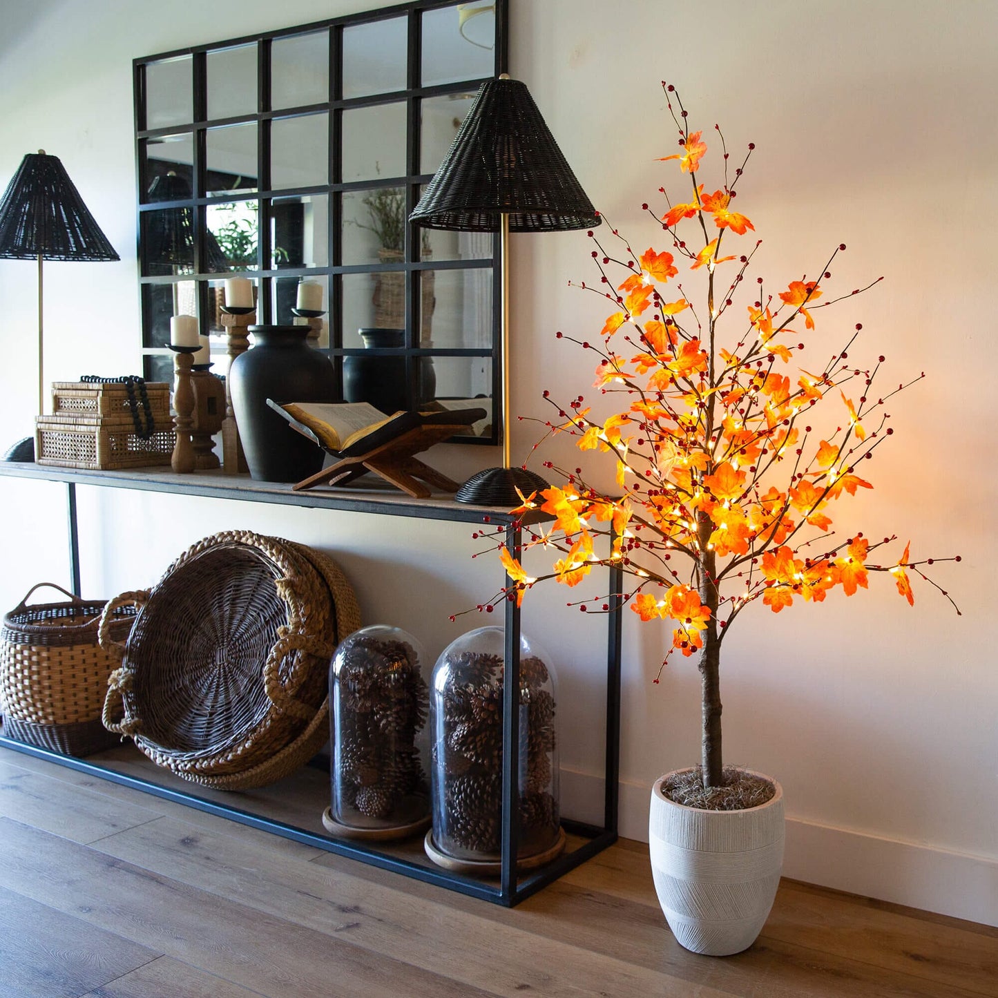 5' Pre-Lit Autumn Maple artificial tree with berries and 96 warm white LED lights on Tampa Home & Garden Store