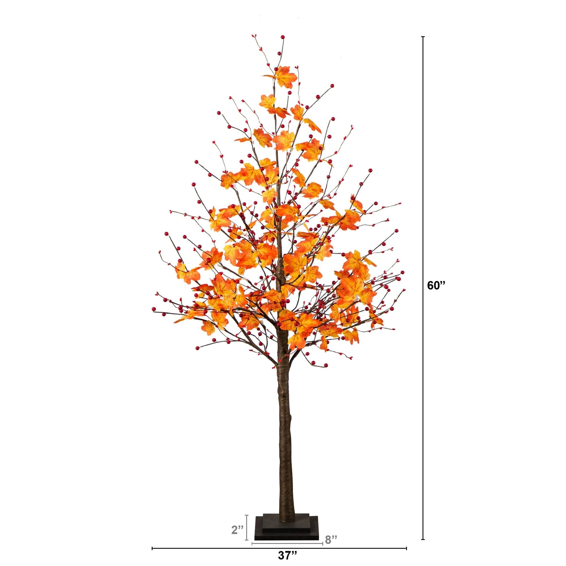 Nearly Natural 5ft pre-lit Autumn Maple tree with orange leaves and red berries 96 LEDs on Tampa Home & Garden Store