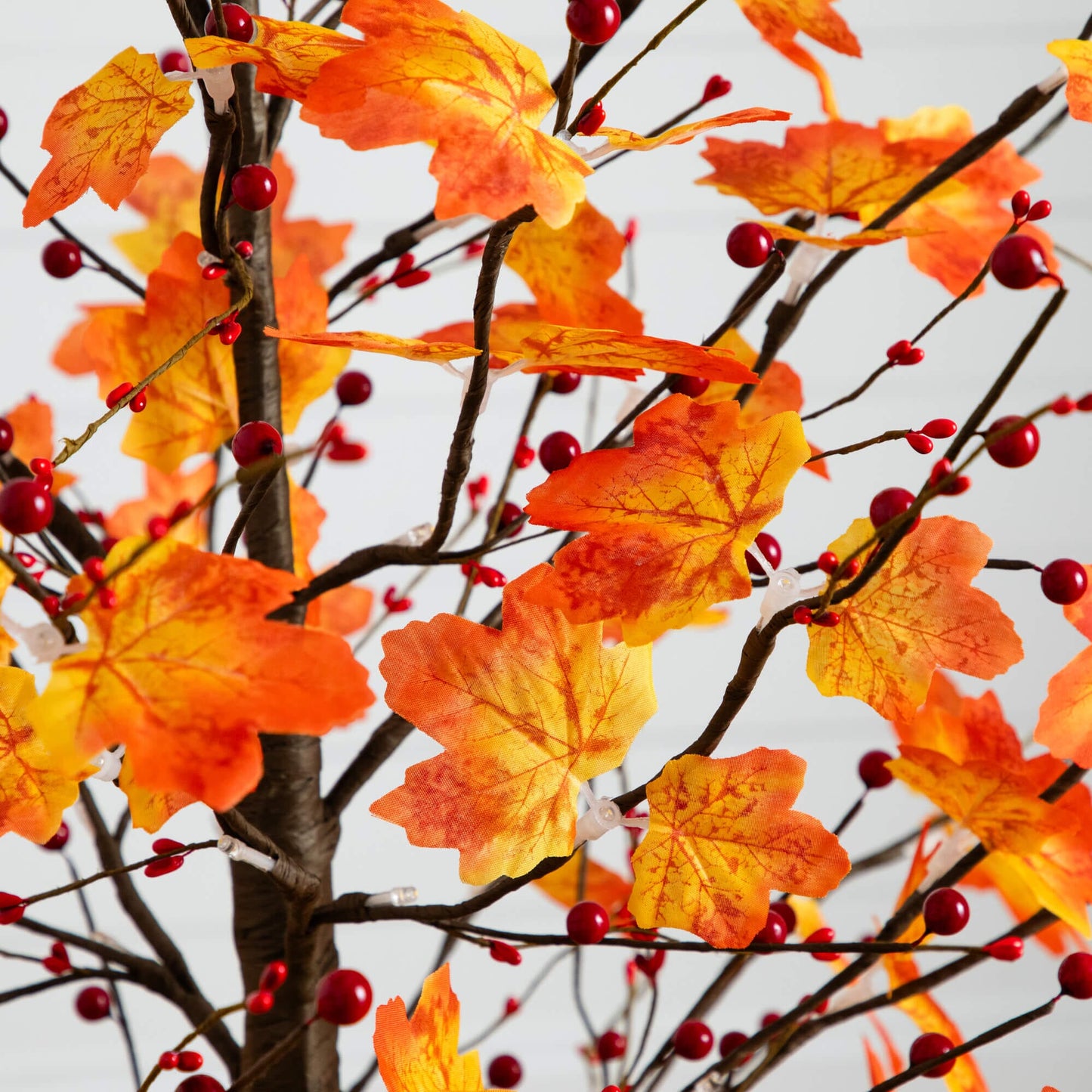 Tree 5' Pre-Lit Autumn Maple with 96 LED lights, orange leaves and red berries Nearly Natural on Tampa Home & Garden Store