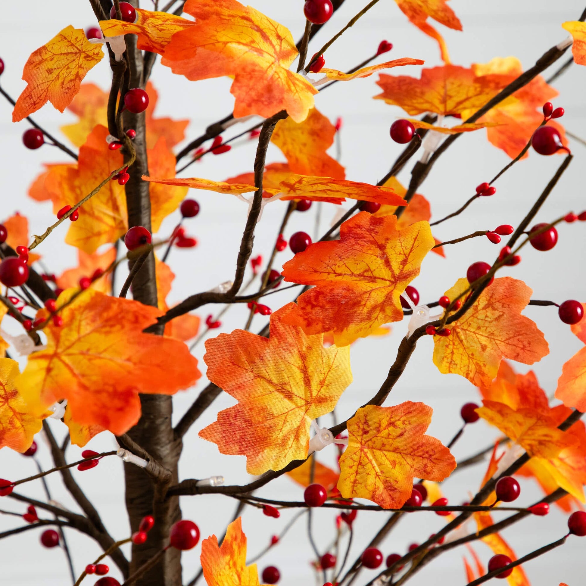 Tree 5' Pre-Lit Autumn Maple with 96 LED lights, orange leaves and red berries Nearly Natural on Tampa Home & Garden Store