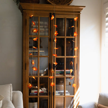 Garland 5' Pre-Lit Autumn Maple Leaf set of 3 with 10 warm white LED lights Nearly Natural on Tampa Home & Garden Store