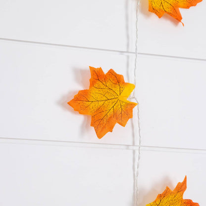 Garland Nearly Natural 5' pre-lit autumn maple leaf with warm white LEDs, set of 3 on Tampa Home & Garden Store