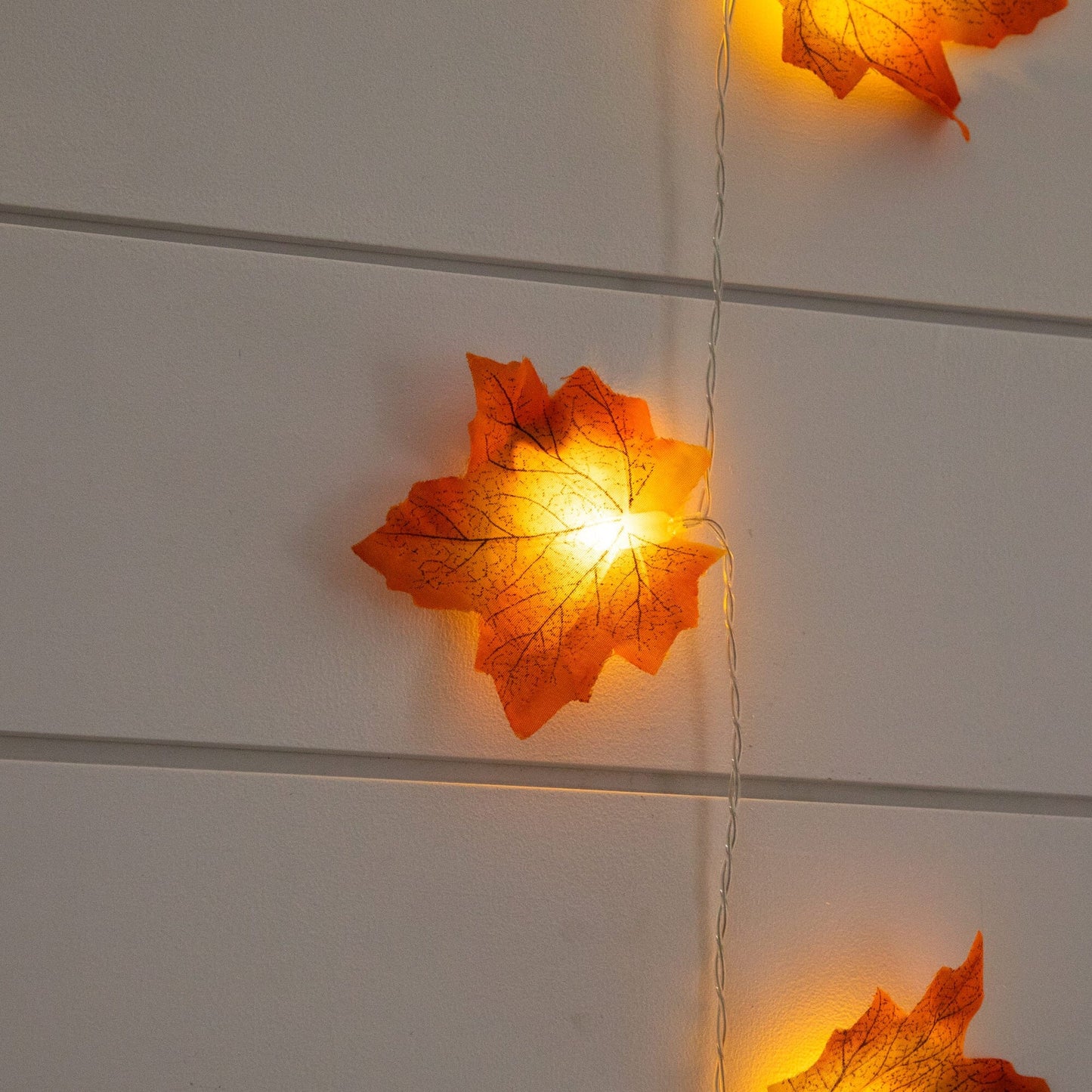 5' Pre-Lit Autumn Maple Leaf Garland with 10 Warm White LEDs, Nearly Natural, Set of 3 on Tampa Home & Garden Store