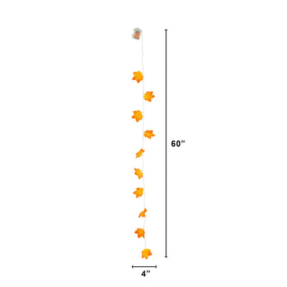5 ft pre-lit maple leaf garland with orange autumn leaves and warm white LEDs on Tampa Home & Garden Store