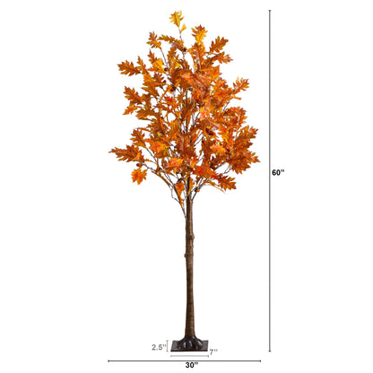5' Pre-Lit Burnt Orange Autumn Maple Artificial Tree by Nearly Natural, 240 warm white LEDs on Tampa Home & Garden Store