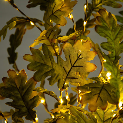 5' Nearly Natural pre-lit autumn oak tree with 200 warm white LEDs, golden-green leaves on Tampa Home & Garden Store