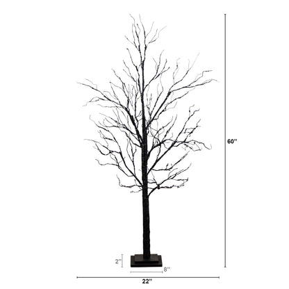 5 ft Pre-Lit Halloween black twig artificial tree by Nearly Natural with orange and purple LEDs on Tampa Home & Garden Store