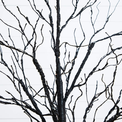 Nearly Natural 5 ft black twig Halloween tree, pre-lit with 240 orange and purple LEDs on Tampa Home & Garden Store