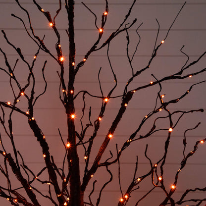 5' Pre-Lit Halloween Black Twig Artificial Tree with orange LED lights on Tampa Home & Garden Store