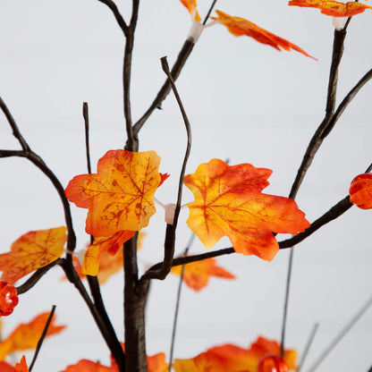 5' Pre-Lit Autumn Maple artificial tree with orange leaves and warm LED lights on dark branches on Tampa Home & Garden Store